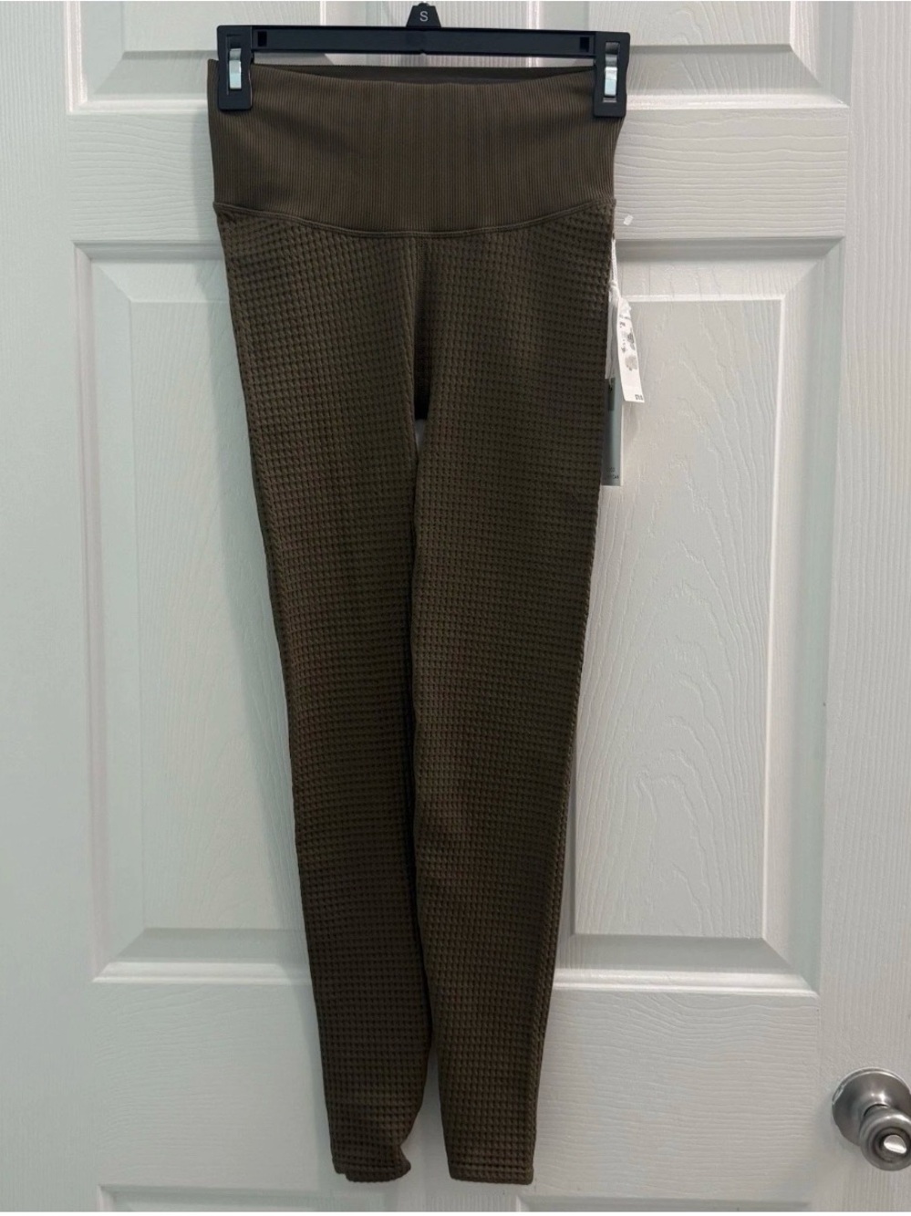 NWT Good American Sz 00/0 Brown Fog Compression Thick Waffle High Rise Leggings